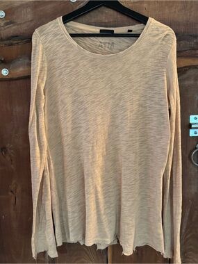 ATM Anthony Thomas Melillo Caramel Long-sleeved Distressed Tee